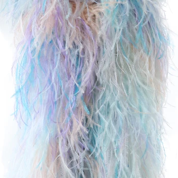 

10Ply Multicolour Fluffy Ostrich Feather Boa Frigne Osrich Trimming Wedding Party Dress Decoration Feathers Crafts
