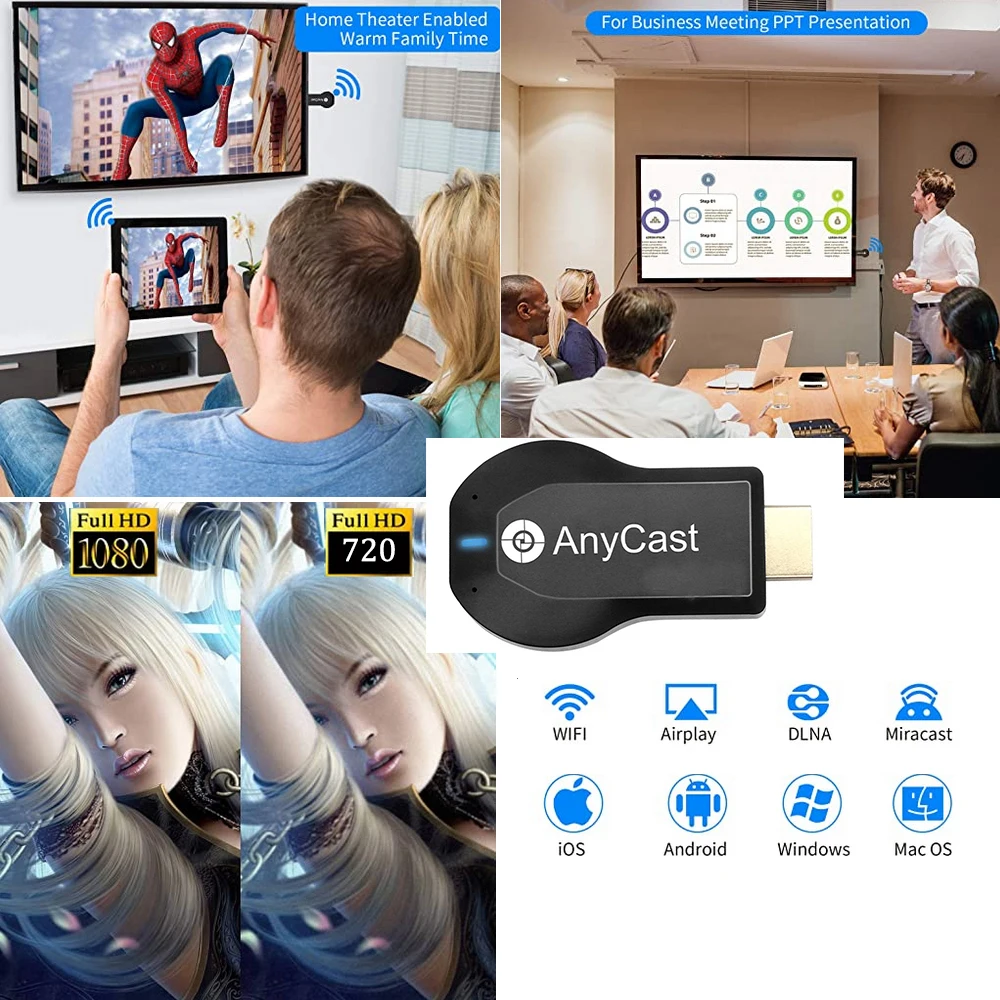 Беспроводной Wi-Fi дисплей приемник ТВ-стик Dongle Airplay Miracast зеркальное отображение