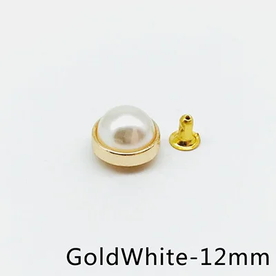 GoldWhite-12mm Meetee 50/100 шт 8/10/12 мм Металлические жемчужные заклепки пряжки разноцветные бусы гвоздь заклепка кнопки «сделай сам», сумки с украшением пряжки запасные части - Цвет: GoldWhite-12mm