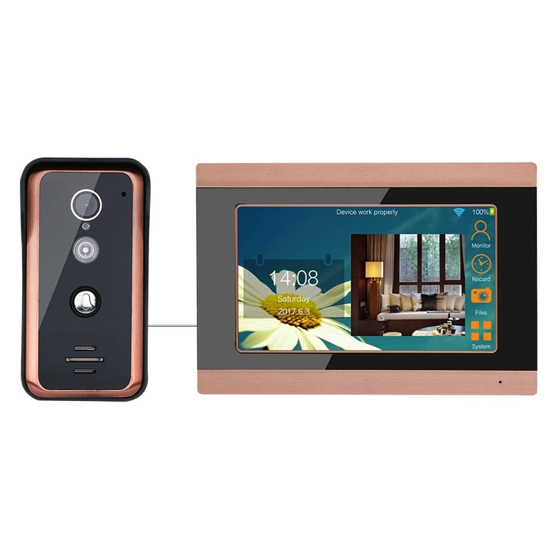 

FFYY-Mountainone 7 Inch Wired Video Doorbell Wireless Wifi Mobile Phone Remote Camera Video Infrared Function With European Stan