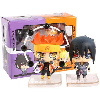 

2pcs/set Japanese Anime Naruto Shippuden Uzumaki Uchiha Sasuke Q Version PVC Action Figure Cute Model Collectible Toys Doll