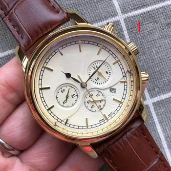 

2020 Big Dial High-end Fashion Atmosphere Men's Watch Leather Strap Quartz Waterproof Classic Top Big Brand Men's Aaa Watch