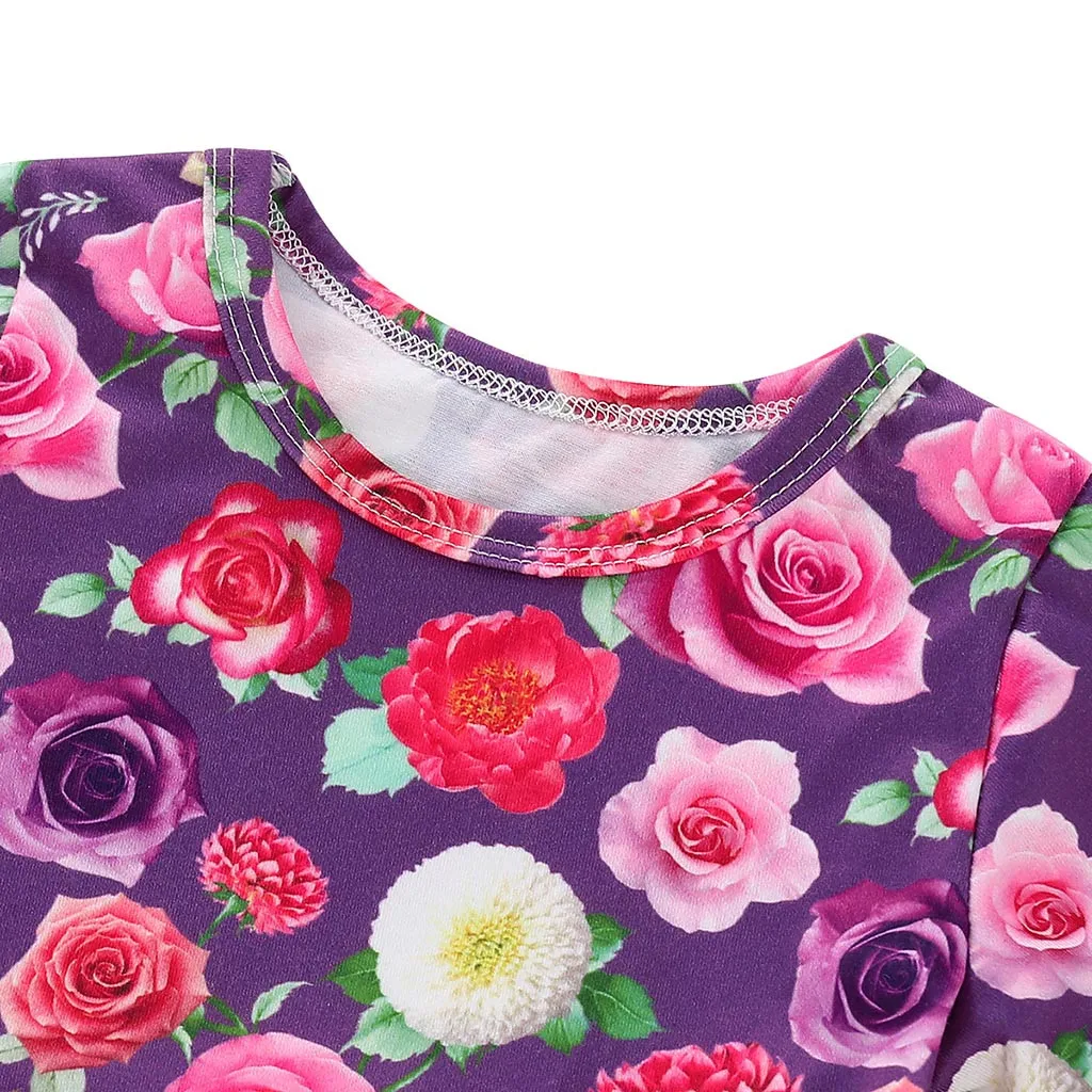Детская одежда для маленьких девочек; ropa niuna; одежда для новорожденных; топы с цветочным принтом; футболка; рваные джинсы; комплект одежды;#4