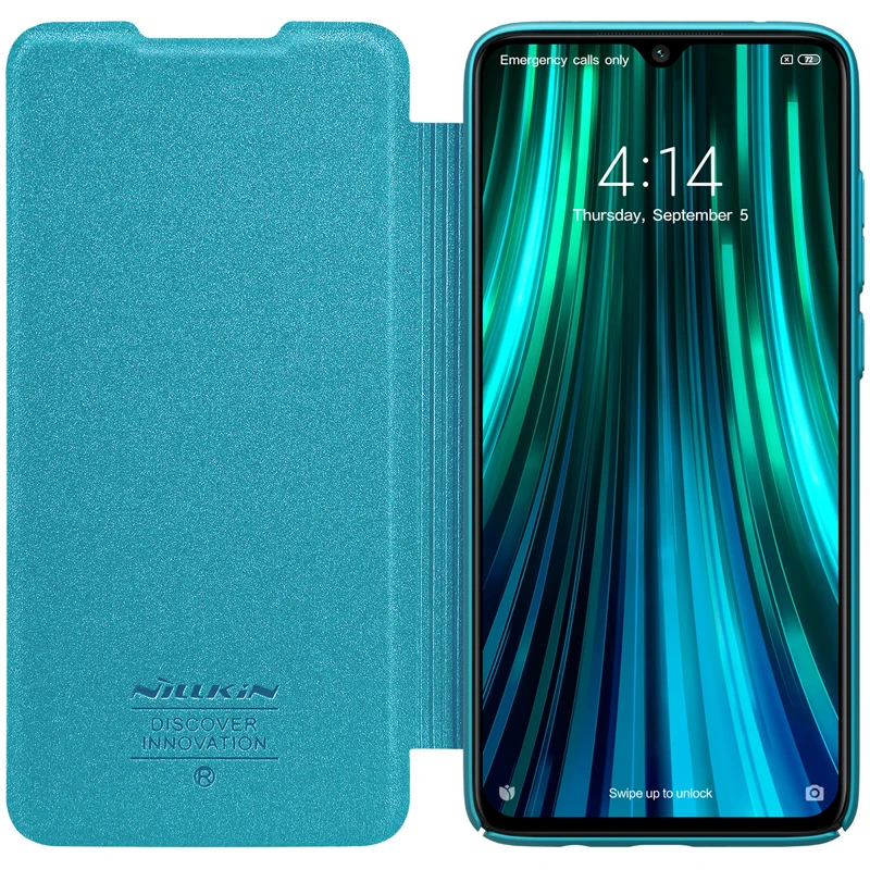 Небесно-голубой Чехол для Redmi Note 8, NILLKIN, блестящий кожаный чехол, откидная крышка, чехол для телефона, для Xiaomi Redmi Note 8/Redmi Note 8 Pro - Цвет: Небесно-голубой