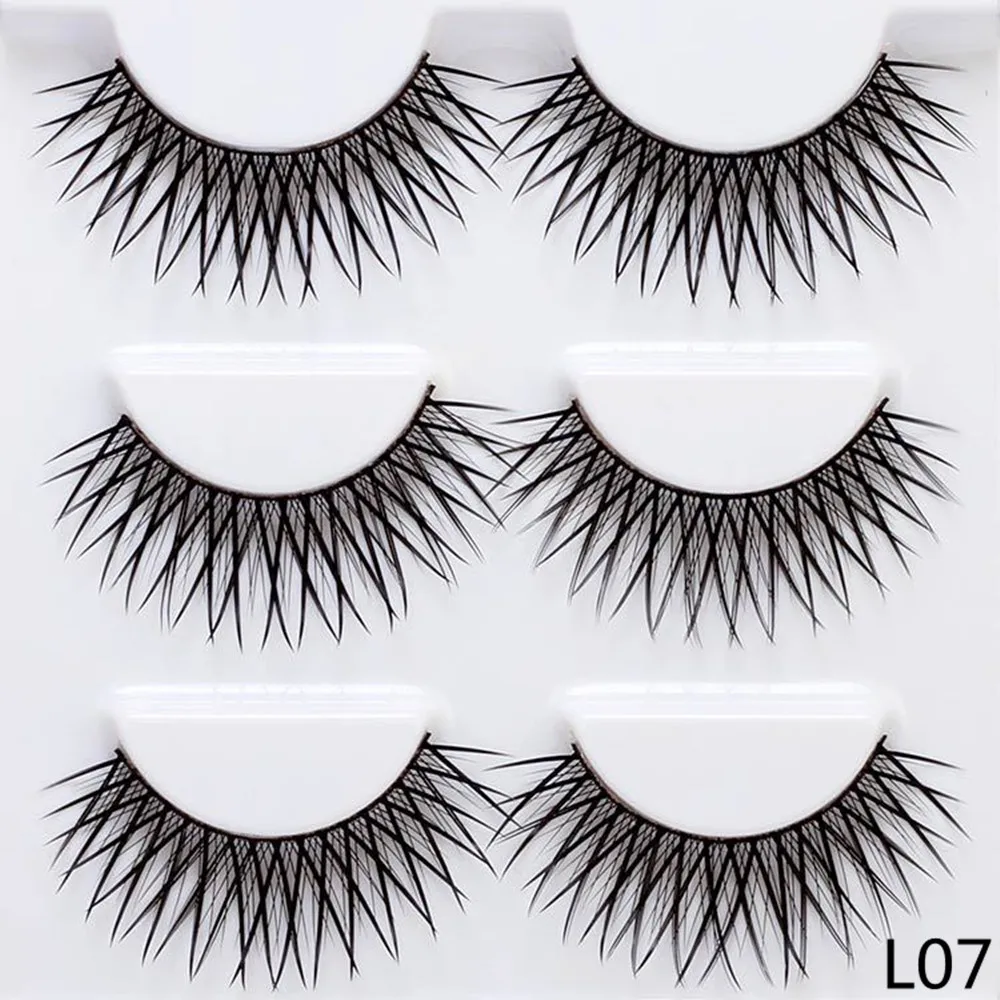 3 Pairs Crisscross False Eyelashes Fake Lashes Natural Long Makeup Extension for L07 14mm | Красота и здоровье