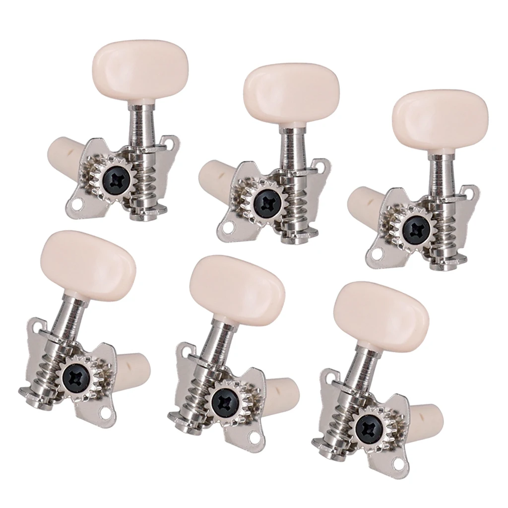 6 Pieces Silver Acoustic Guitar Machine Heads Knobs Guitar String Tuning Peg Tuner (3 for Left + 3 for Right)
