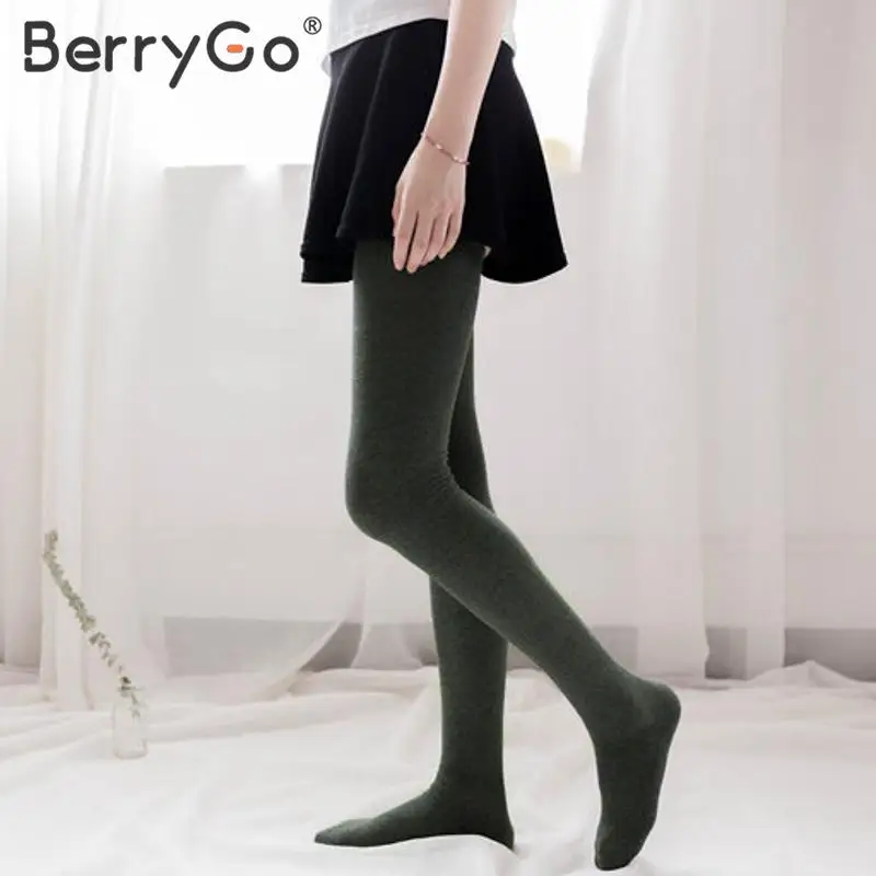Женские вязаные чулки BerryGo хлопчатобумажные мягкие ретро с высокой талией