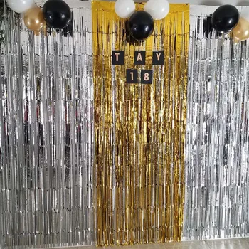 

100*100cm Tinsel Fringe Glitter Curtain Door Rain Home Room Wedding Party Decor Stage Backdrop Background Photo Props Supplies