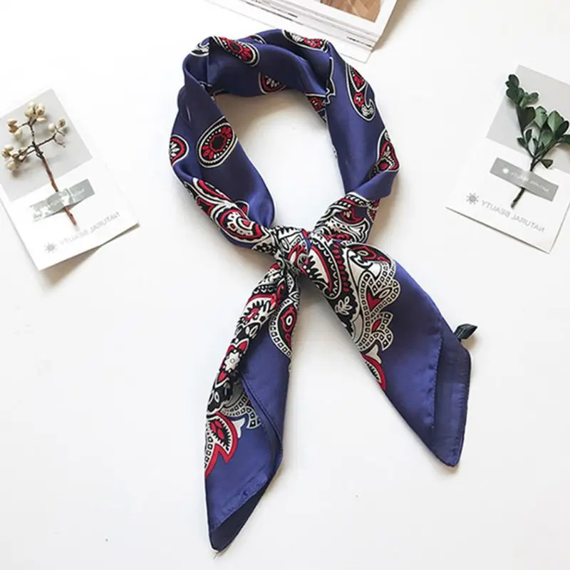 

Ethnic Contrast Color Paisley Floral Bandana Head Scarf Women Men Imitation Silk Neckerchief Sports Cycling Decorative Headband