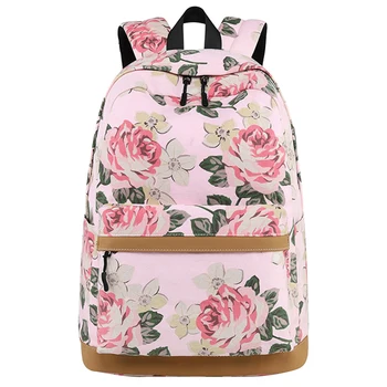 

Women Teens Backpack Multifunctional USB Charging Port School Book Floral Printed Travel Girls Fashion Computer Canvas Outdoor