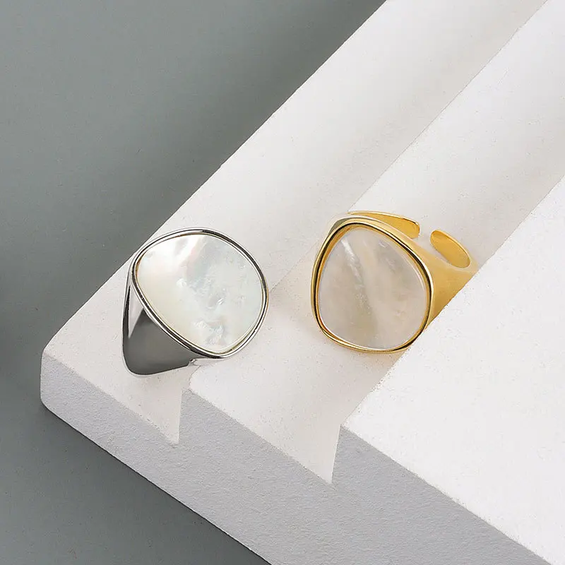 Silver Rings QMCOCO Trendy Shell Geometry Rings For Women Simple Vintage Silver Color Elegant Wedding Party Jewelry Index Finger Accessories
