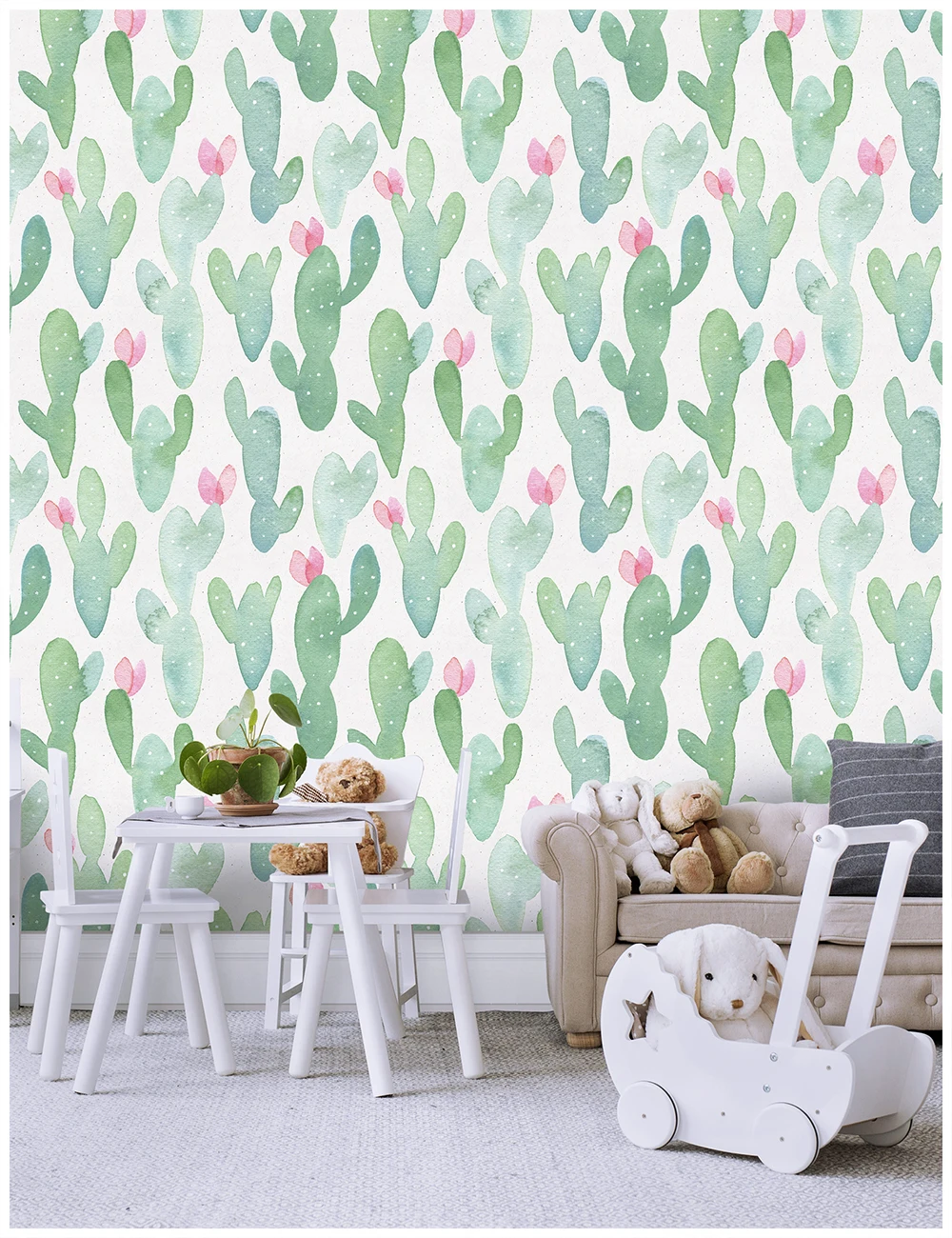 

HaokHome Modern Peel and Stick Cactus Wallpaper Pink/Green/Whtie Vinyl Self Adhesive Contact Paper Decorative for Home Decor