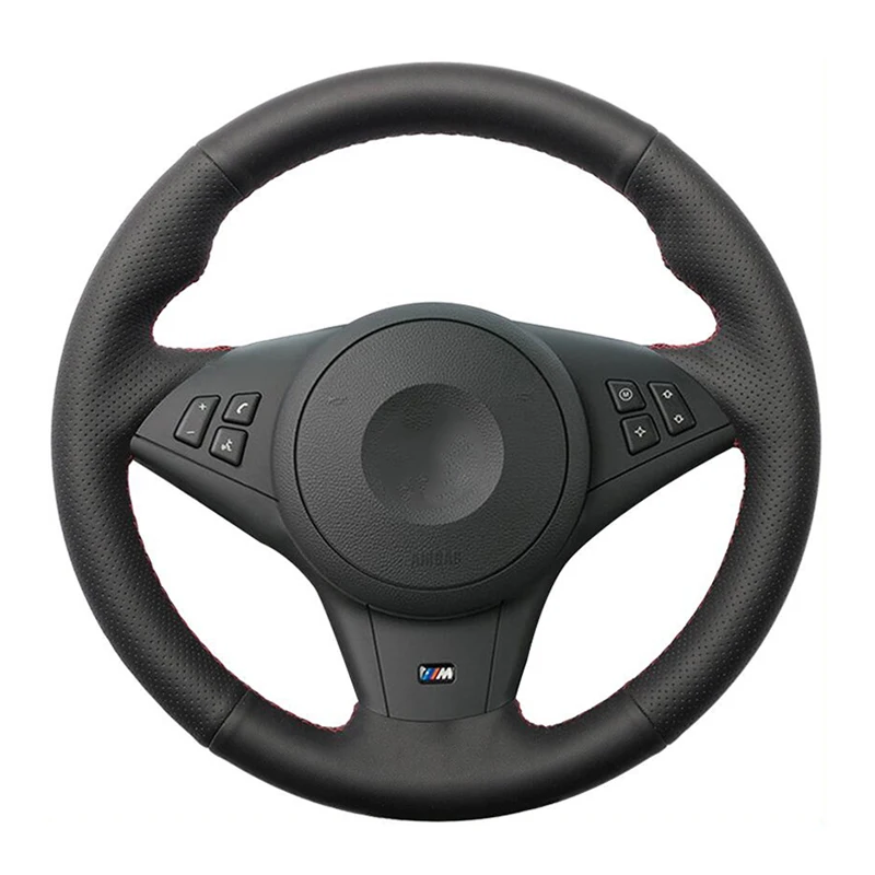 Car Steering Wheel Cover DIY Leather Braid For BMW E60 E63 E64 M5 2005 2007 2008 M6 2007 steering wheel cover