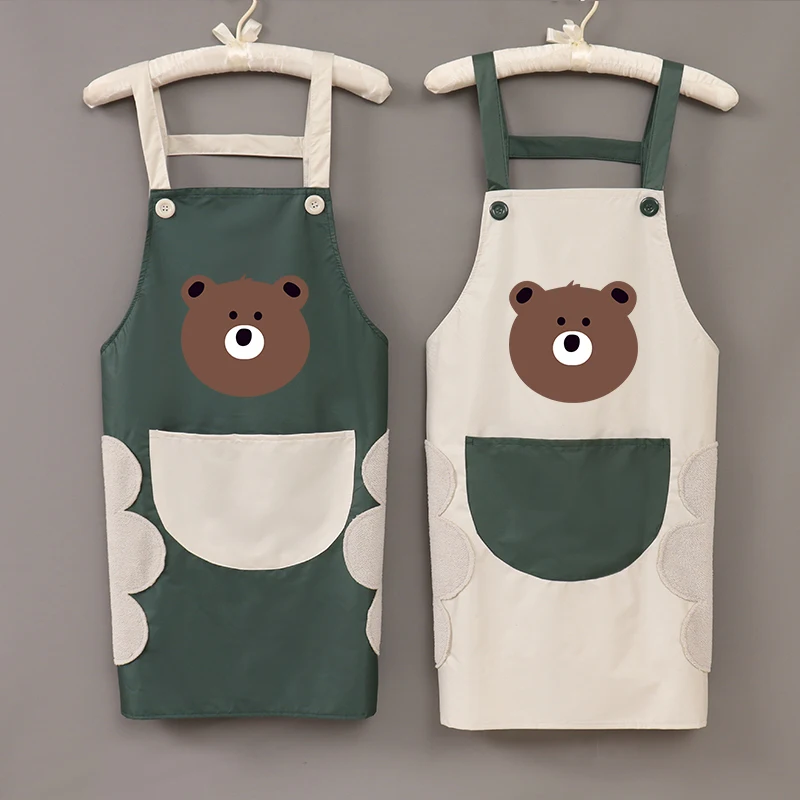 

Hand-wiping Japanese cute household apron men and women waterproof oil-proof cooking kitchen waistband shoulder pinafore overall