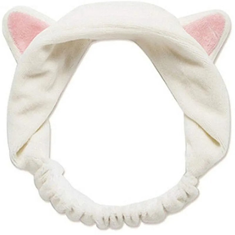 Новинка года: бархатные повязки для волос из кораллового флиса с бантиком и надписью OMG, женский головной убор для мытья лица, аксессуары для волос в виде тюрбана#40 - Цвет: Cat Ear White
