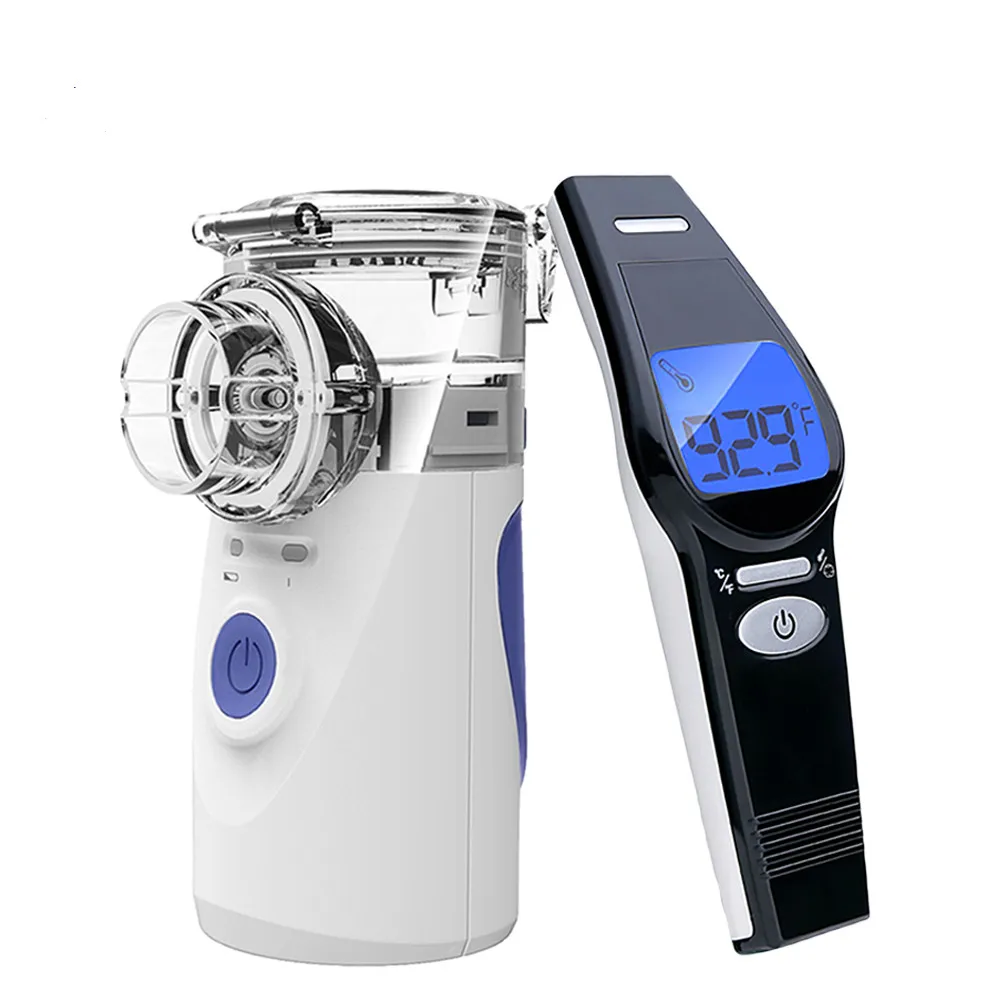 Loodom Мини Портативный бесшумный ингалятор медицинский термометр для ушей портативный термометр для взрослых и детей цифровой термо - Цвет: black blue