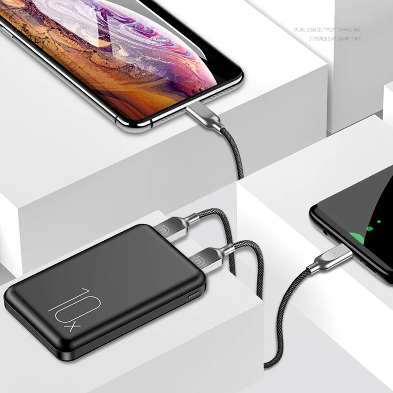 TUOSHIKE 10000 мАч Мини банк питания два порта Usb портативный внешний аккумулятор зарядное устройство Внешний аккумулятор быстрая зарядка для Iphone samsung