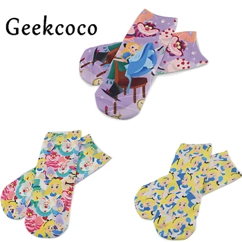 

10pairs/lot J1123 Cartoon Princess Punk Cotton Short Socks Cute Unisex Skatebord Socks Fashion One Side Print Socks For Girls