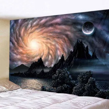 

Universe Space Mountain Moon Wall Tapestry Hippie Tapestry Macrame Wall Hanging Decor Psychedelic Tapestry Wall Cloth Tapestries