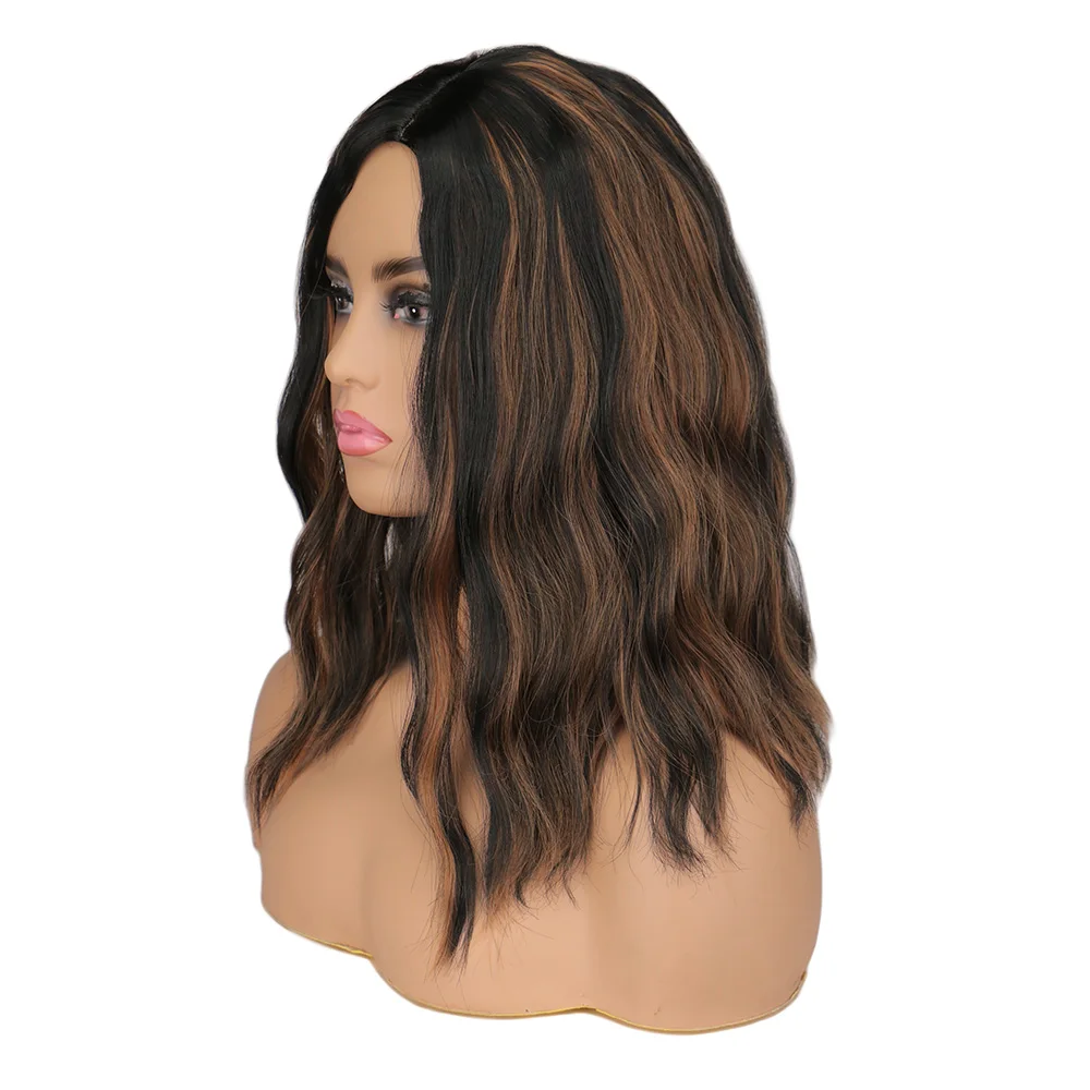 H8dc9c94bdf214840a1d1c6722098cc35a Women Synthetic Wigs Natural Wave Short Wig Middle Part Mixed Black and Brown Heat Resistant False Hair for Women Mallzona