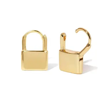 

LOZRUNVE Italian 925 Sterling Silver Plain Padlock Lock Shape Huggie Earrings 2019