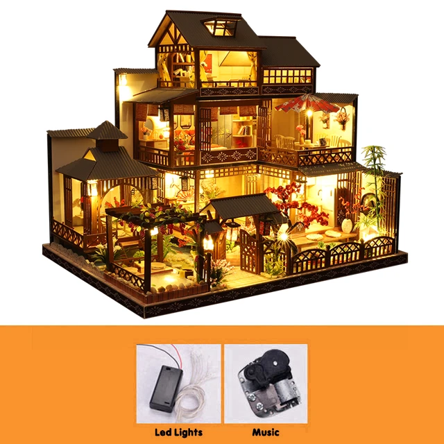 Kids Toys Diy Dollhouse Assemble Wooden Miniatures Doll House Furniture Miniature Dollhouse Puzzle Educational Toys For Children 7