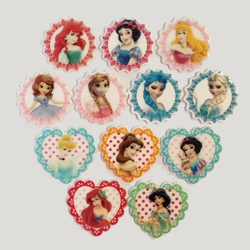 

50pcs/lot 12 Styles Mixed Cute Cartoon Princess Girls Flatback Planar Resins Cabochon DIY Crafts for Home Decoration Accessories