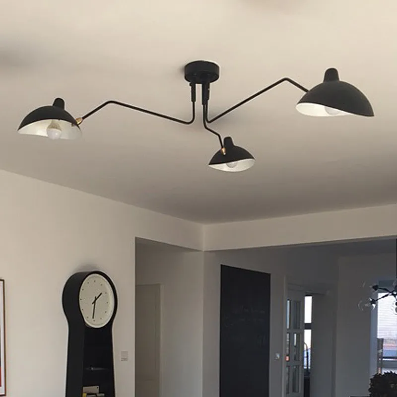 Spider serge mouille Ceiling Lights Black Creative Vintage Ceiling lamp Designer Restaurant Kitchen Decor industrial metal lamp
