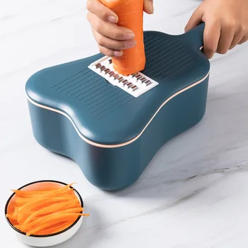 

Multi-function Manual Vegetable Slicer Carrot Potato Grater Onion Cutter Slicers Easy Food Chopper with 6 Blades P7Ding