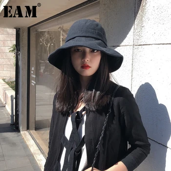 

[EAM] Women Multicolor Bow Split Big Size Fishermen Hat New Round Dome Temperament Fashion All-match Spring Autumn 2020 1T046