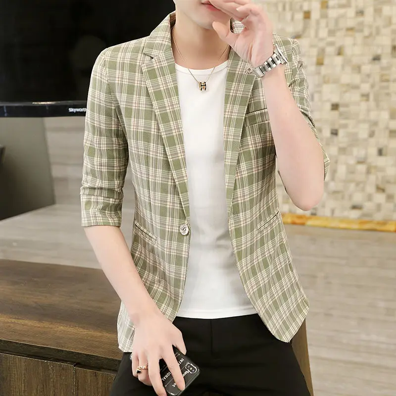 Blazer Suits Men's Linen Half Sleeve 