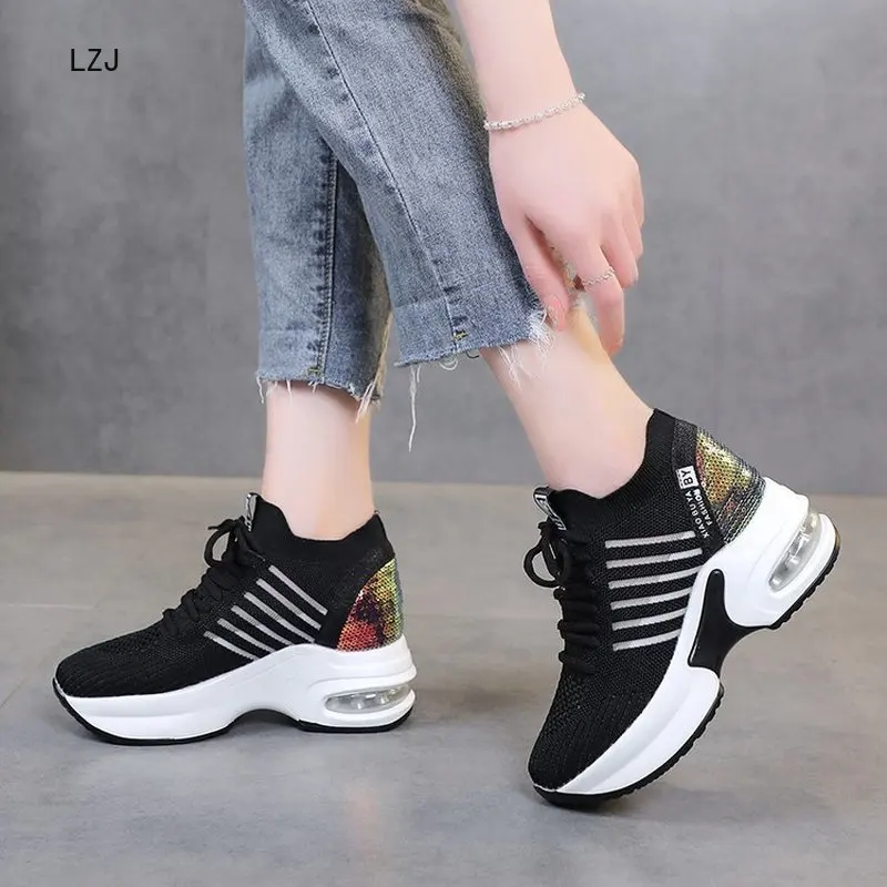 

LZJ 2019 New Platform Sneakers Shoes Breathable Casual Shoes Woman Fashion Height Increasing Ladies Shoes Chaussure Femme 35-39