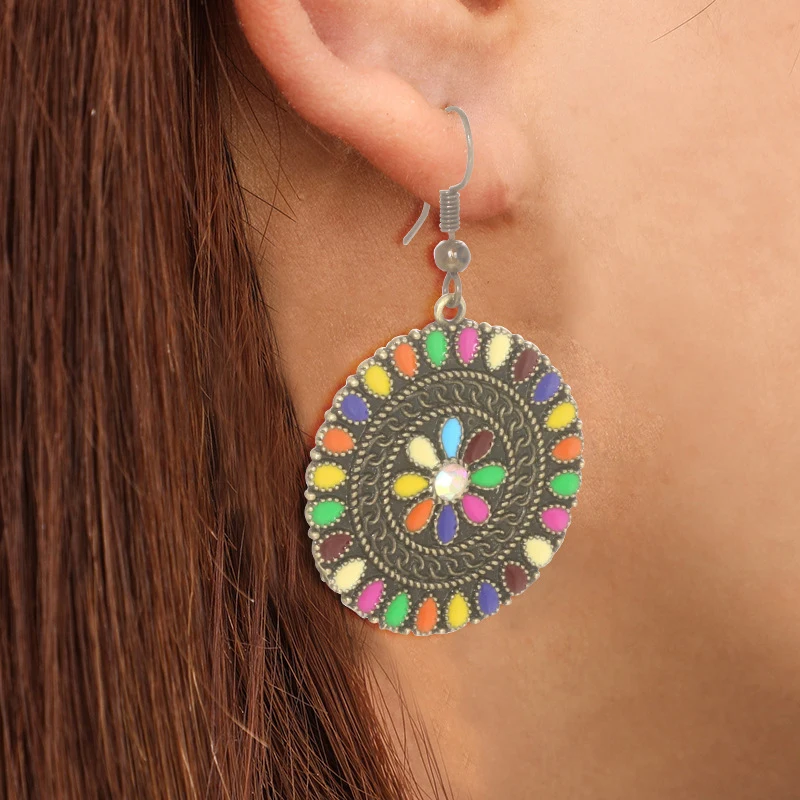 Modyle Fashion Vintage Tibetan Silver Natural Turquoises Earring Blue Stone Water Droplets Dangle Earrings for Women Boho - Окраска металла: E02188
