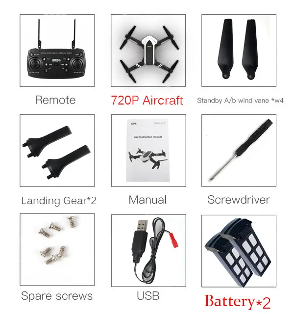S7 Квадрокоптер Дрон с камерой живое видео WiFi FPV Квадрокоптер с 110 градусов широкоугольный 1080P HD камера складной Дрон RTF - Цвет: 720P x 2 battery