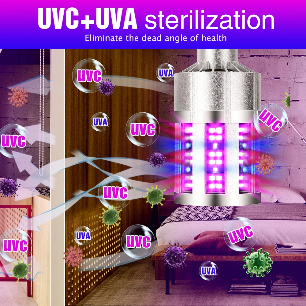 Бактерицисветильник 9UVC 18UVC E27 УФ стерилизатор светодиодный 15 Вт 20 60 озоновая