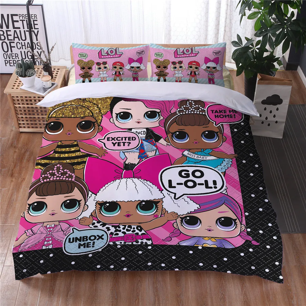lol surpriz bebek baski yastik kilifi polyester yumusak ve 3 adet yorgan yatak setleri nevresim lols bebek yatagi seti cuna aliexpress home garden