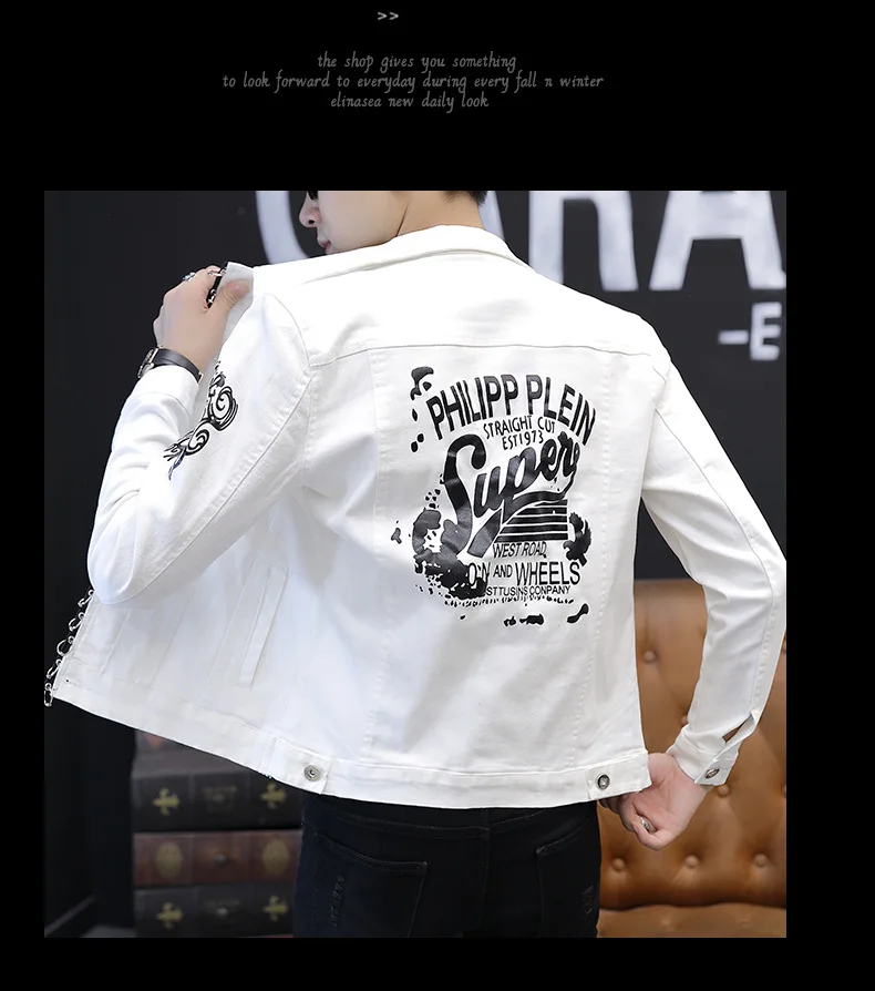 Jeans Coat Men's Spring And Autumn New Style Denim Jacket Male STUDENT'S Korean-style Slim Fit Handsome Teenager with Holes Gown