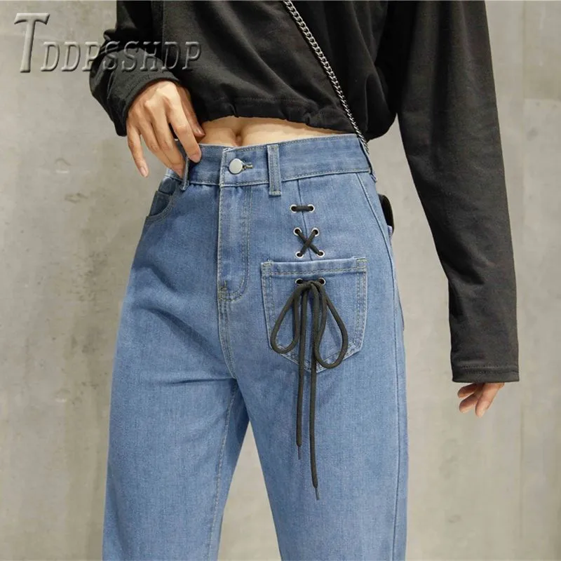 Autumn Winter Wide Leg Women Jeans Casual Korean High Waist Female Denim Trousers - Цвет: 1