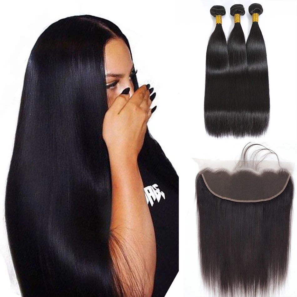 

Ace Straight Hair Bundles With Frontal Remy Human Hair Bundles With Closure Brazilian Hair Weave Bundles With Frontal Human Hair