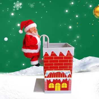 

Santa Claus Climbing Chimney Doll Electric Toy With Music Kids New Year Presents Christmas Decoration