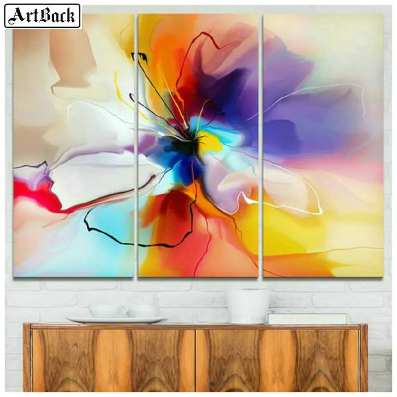

Triptych 5d diamond painting watercolor flowers full square diamond mosaic landscape 3d sticker living room decoration