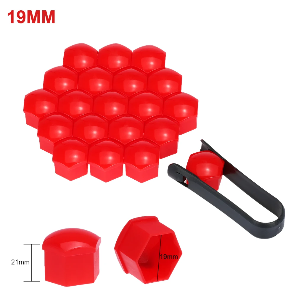 19mm red 20 штук 17/19 мм подшипник ступицы колеса для автомобиля(наконечники гайки Болты диски пылезащитный чехол Защитный Кепки винты с шестигранным углублением под ключ хром винт для шин болты для колес - Название цвета: 19mm red