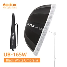 Godox UB-165W 65 Дюймов 165 см параболический черный белый светоотражающий Зонт студийный светильник Зонт с черным серебристым диффузором Godox UB-165W 65 Дюймов 165 см параболический черный белый светоотражающий Зонт студийный светильник Зонт с черным серебристым диффузором