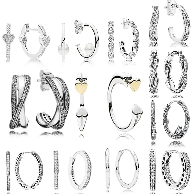 

PDB ED 07 RLLEN Original 925 Sterling Silver earrings, crystal luxury earrings, Valentine's Day wearing wavy shiny tie nails.
