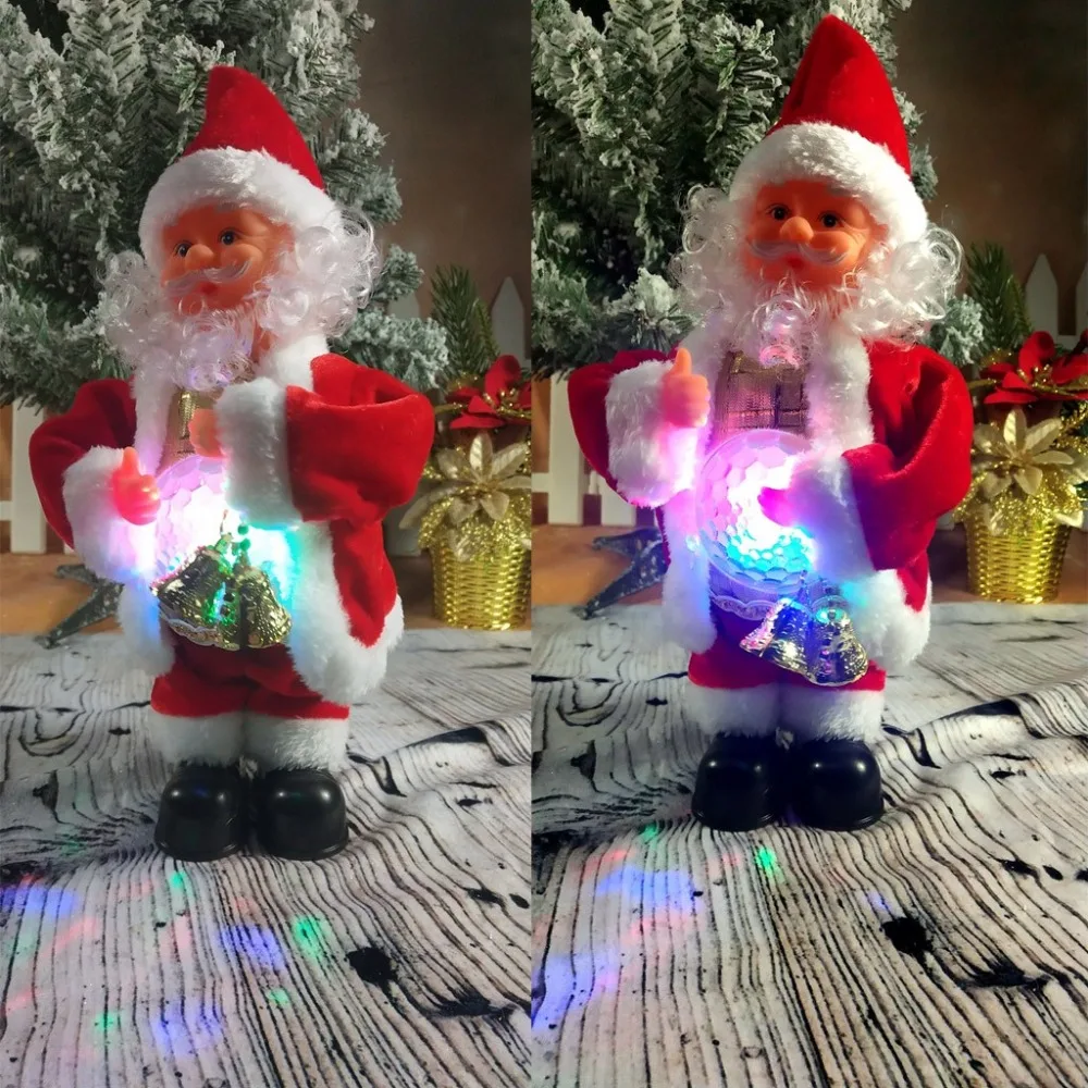 Christmas Dolls Decorations Christmas Electric Dancing Music Santa Claus Doll with LED Belly Home Gift Kids mikołaj#2S27