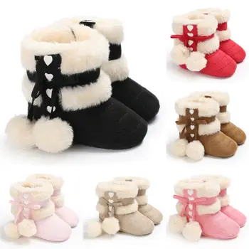 

Infant Toddler Baby Girls Boots Kids Soft Sole Snow Boots Winter Warm Thick Snow Boots Fur Shoes Newborn Baby Girl Shoes