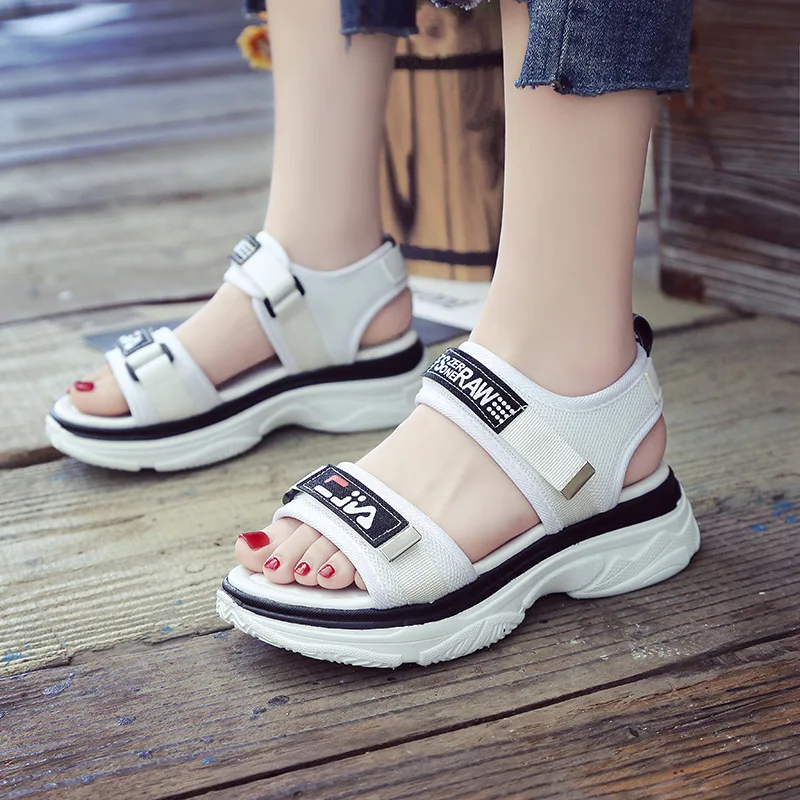 

2019 New Style Sports Sandals Women's Summer Korean-style Fashion Thick Bottomed Students Versatile Velcro WOMEN'S Shoes Sandals