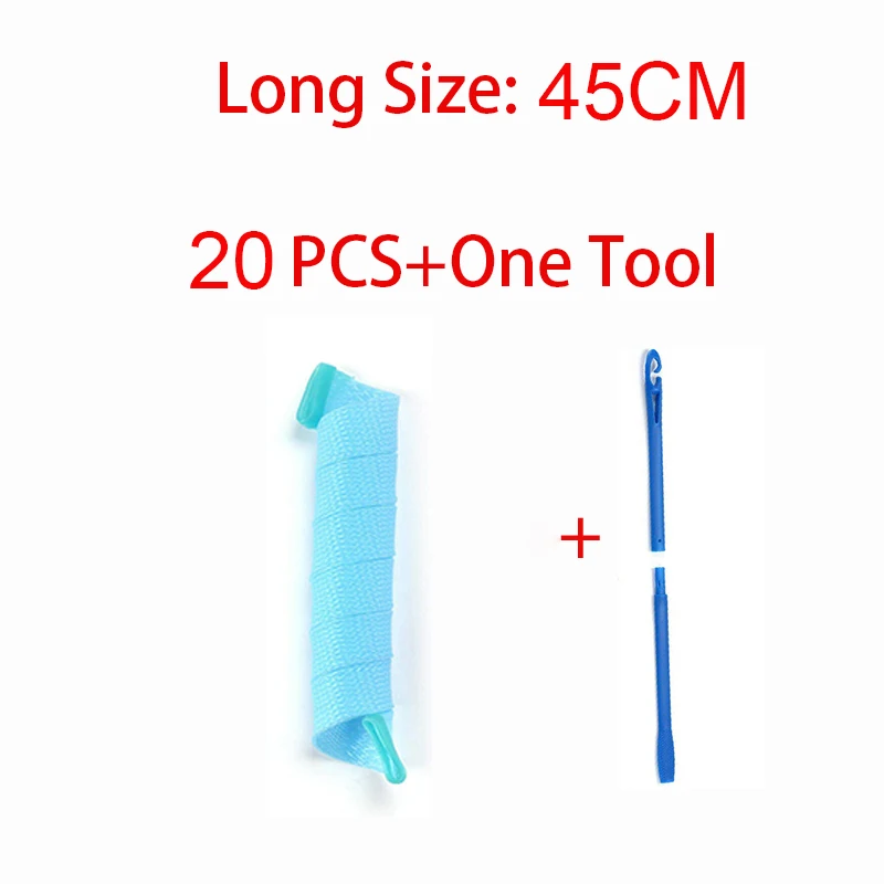 20PCS 45CM Волшебные бигуди для волос, легкие, модные, легкие, бигуди для волос, спиральные, 20-75 см, для женщин, без тепла, волны - Цвет: 20PCS 45CM
