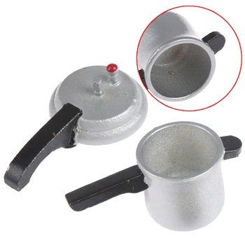 

Kids 1/12 Wooden Miniature Pressure Cooker Dollhouse Kitchen Decor Silver Model Toy Pretend Play Classic Toys for Children Gift