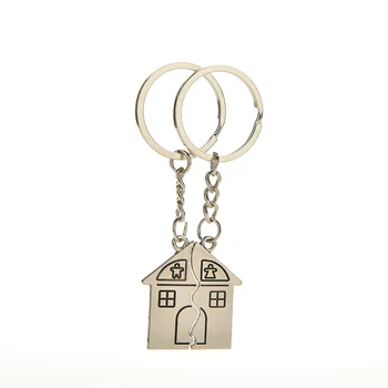 

2 Pcs House Shape Keychain Key Ring for Lovers Valentines day Love Key Fob